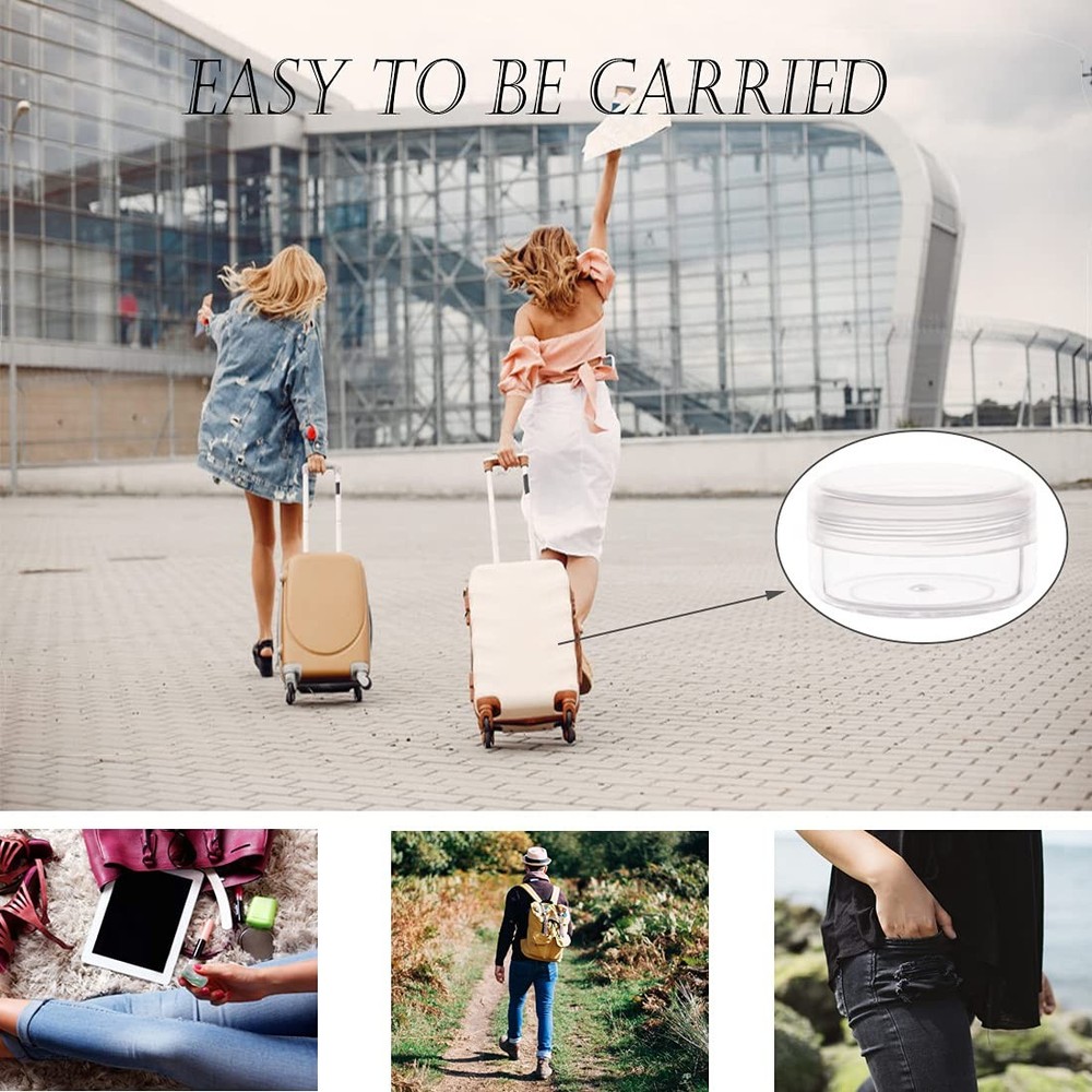 10 Gram Sample Containers 40 Count Cosmetic Lids Refillable Jars Clear