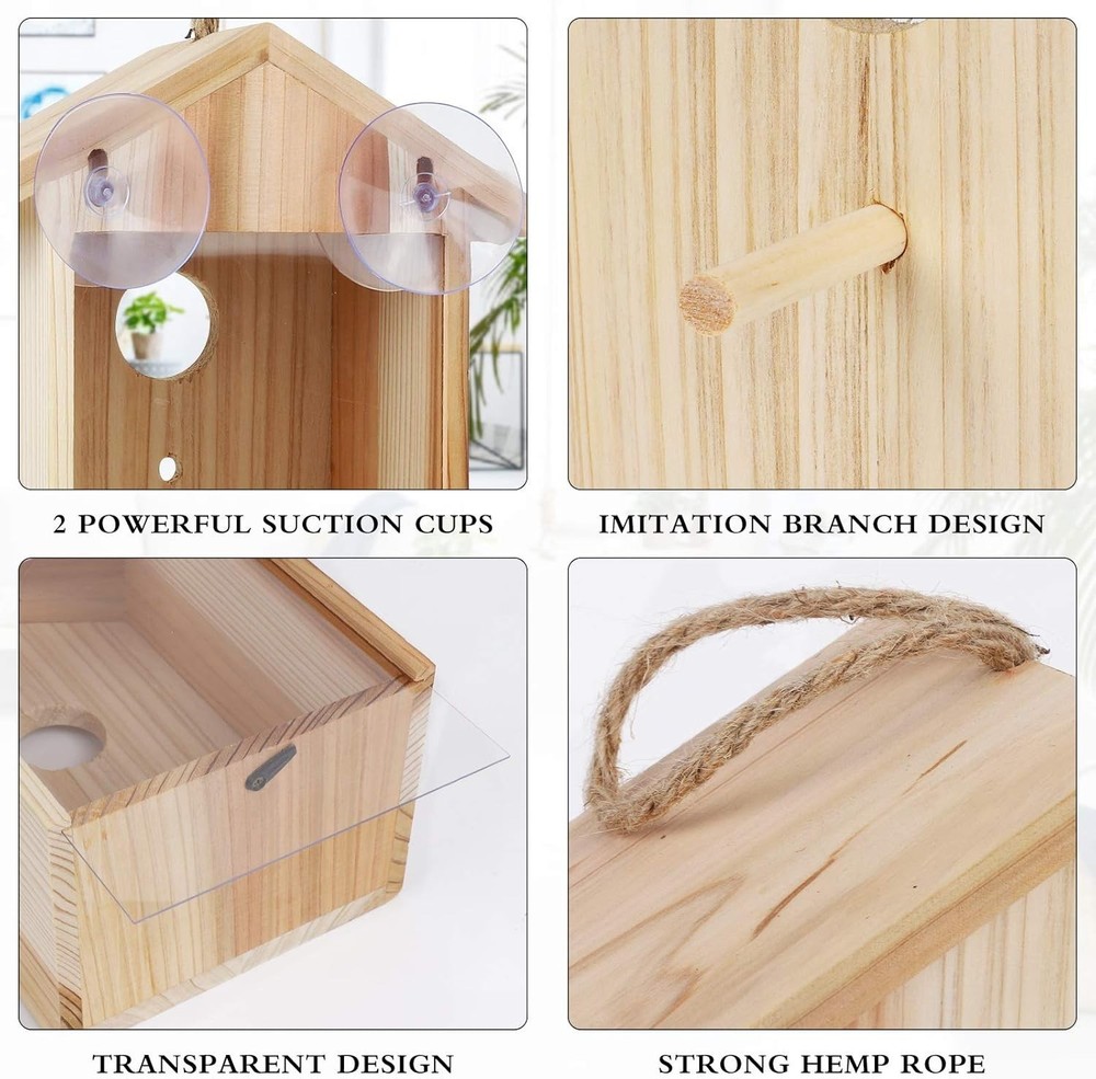 Transparent Window Bird Feeder, Easy Install Suction Cups