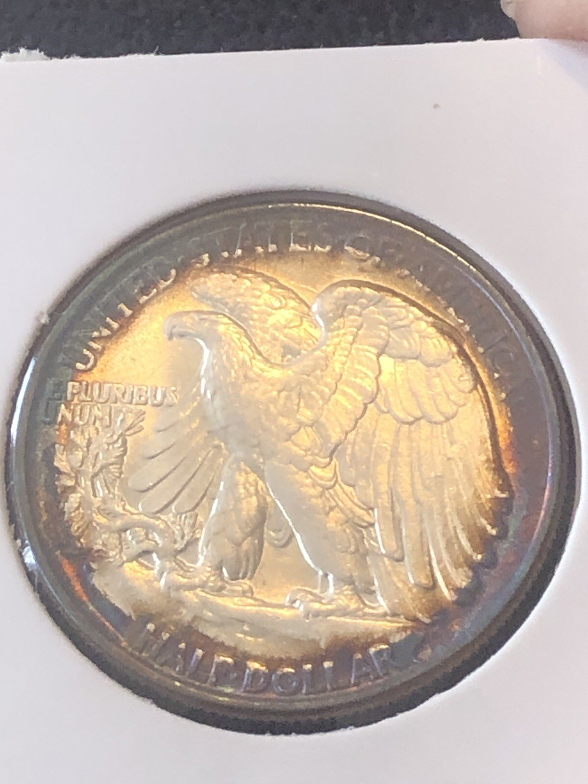 1945 W Walking Liberty Half Dollar Rainbow Toned BU
