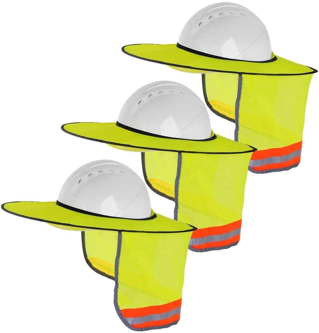 3 Pack Hard Hat Sunshield  Upgrade Full Brim Neck Sunshade Cover with Reflective