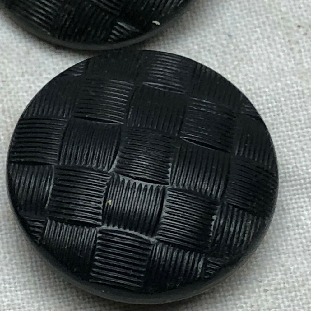 Vintage Black Weave Pattern Buttons Plastic 7