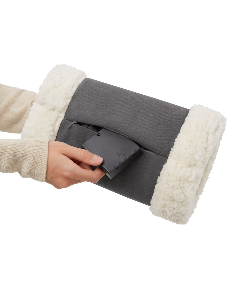 Sharper Image Heated Adjustable Plush Hand Warmer - Grey