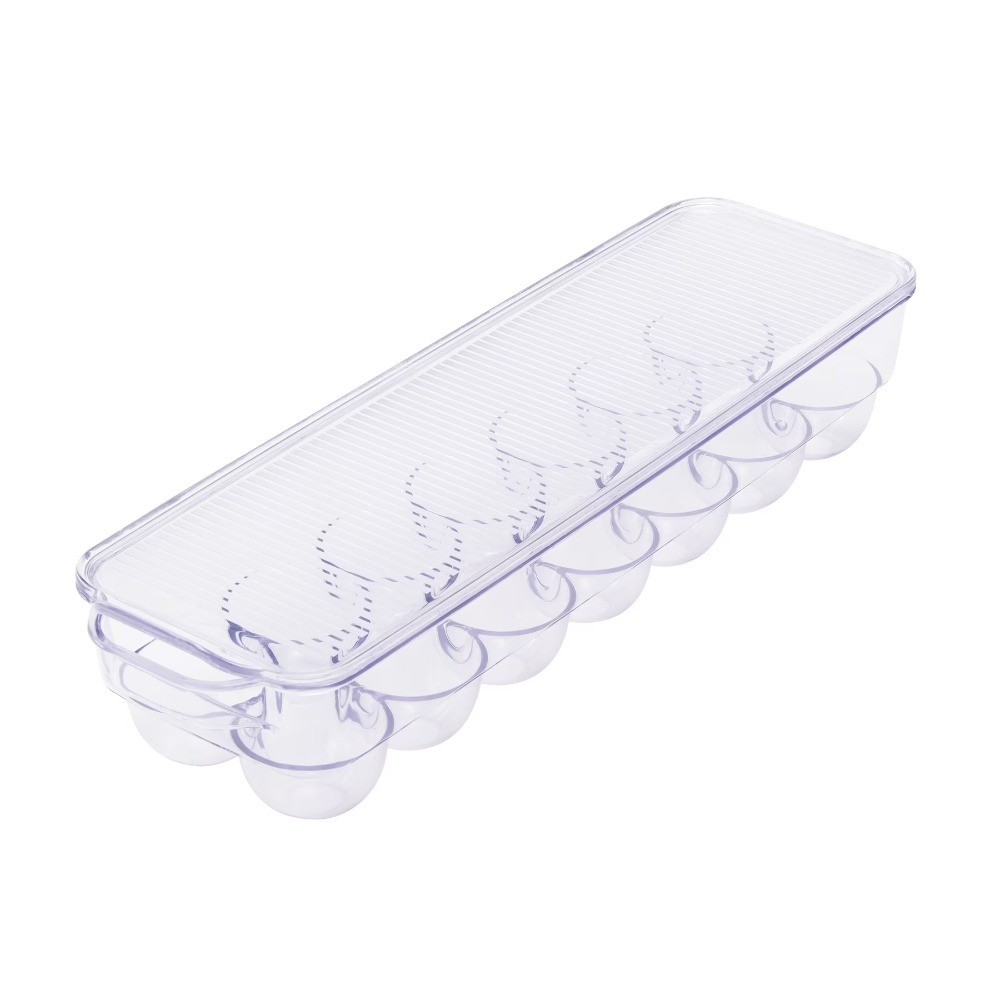Clear Plastic Refrigerator Egg Holder Tray Storage Container for 14 Eggs