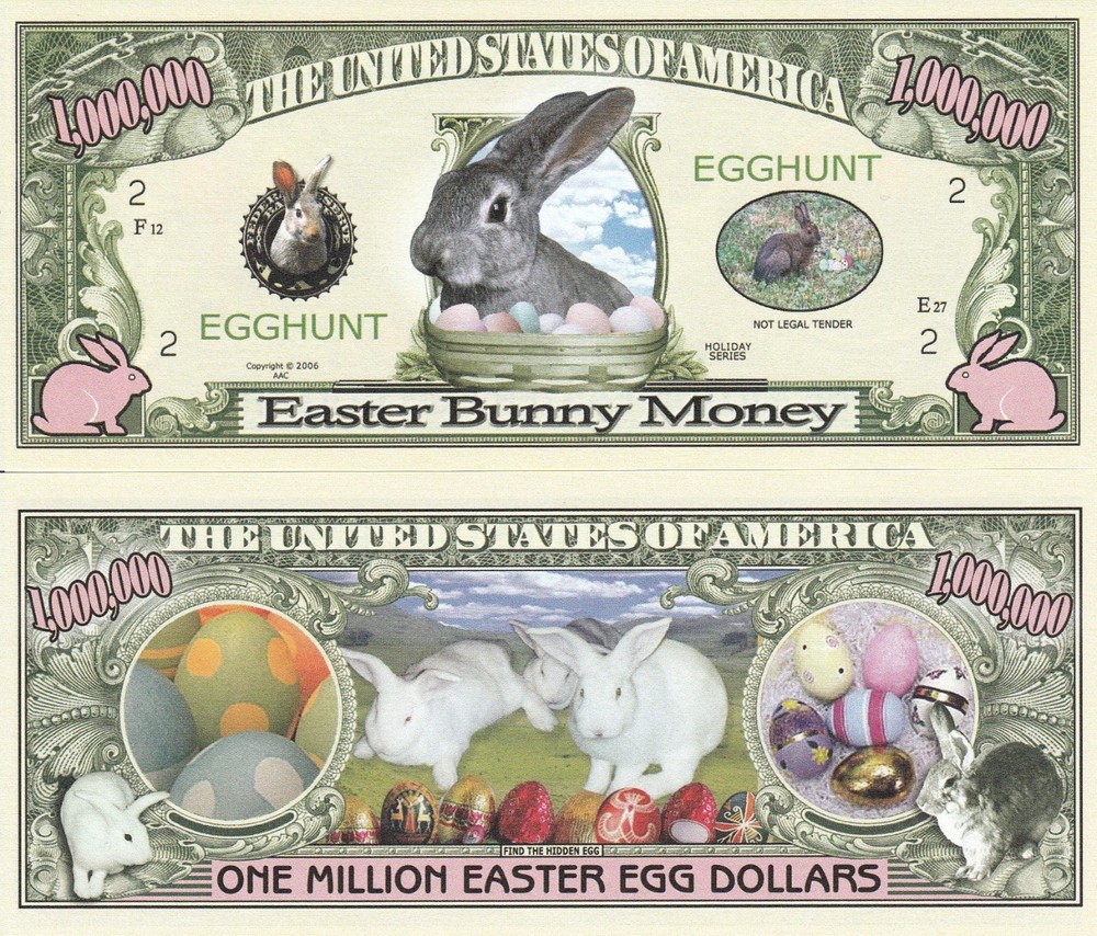 Easter Bunny Funny Money Million Egg Dollar Bill Novelty Note + FREE SLEEVE