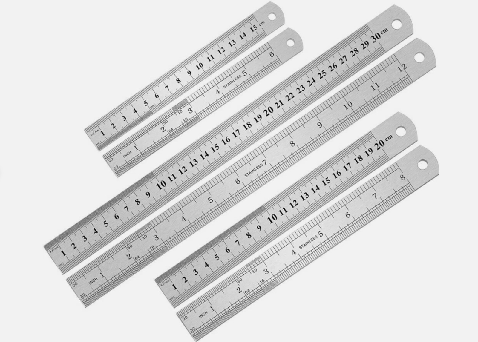 3Pcs Stainless Steel Ruler Set 6 8 12 Inch Metal Ruler with Inch and Metric New