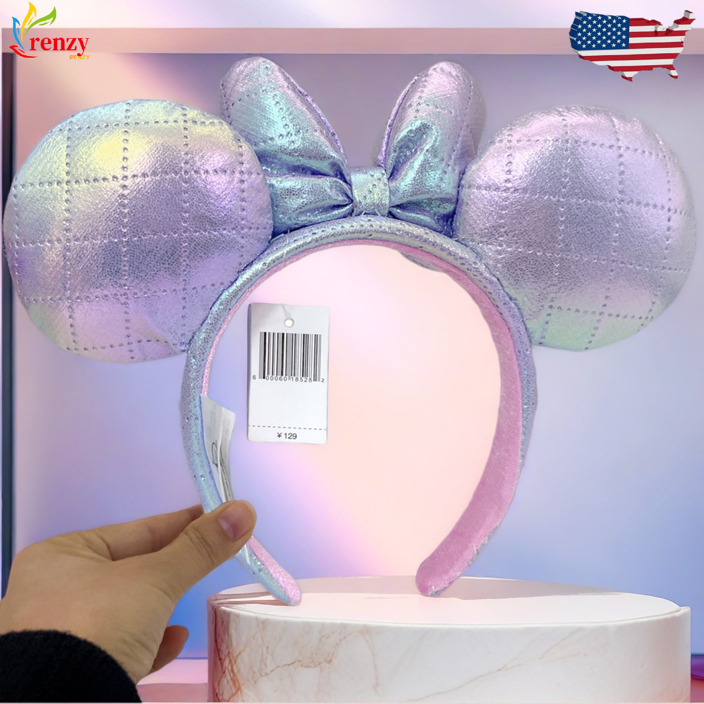 Japan Tokyo Disney-Resort Ears Iridescent Purple Minnie Mouse Ears Headband