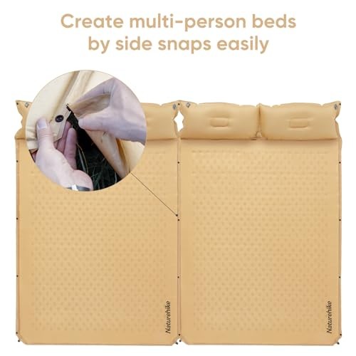 Self-Inflating Sleeping Pad with Pillow, Patchwork Sleeping Pad Twin-Yellow