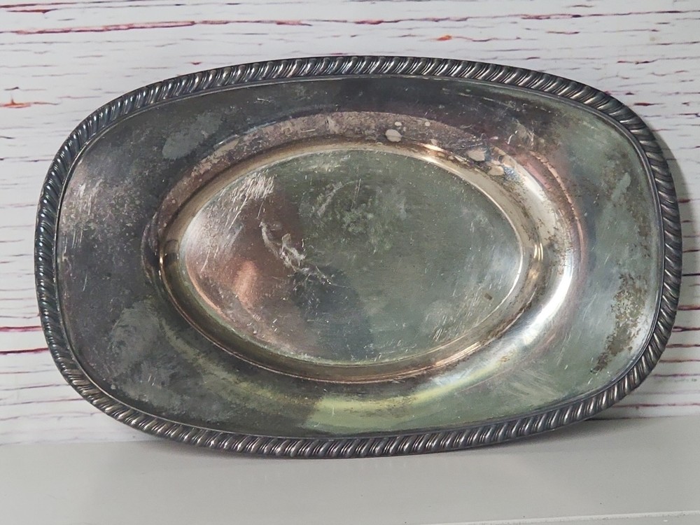 Vintage Kenton Rogers Silverplate #1713 Oval Gravy Plate ~ 8-3/8" by 5-1/8" Dish