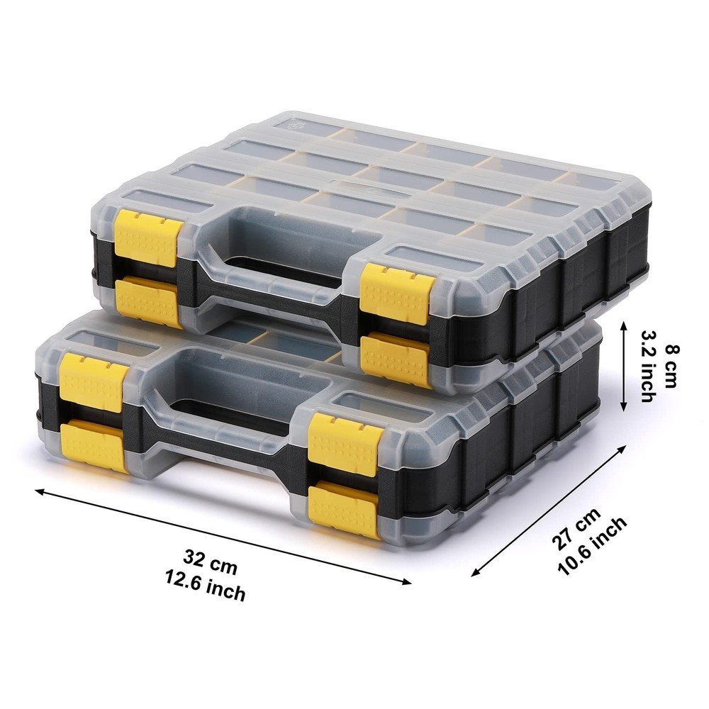 2PCS Double Side Tool Organizer with Customizable/Removable Plastic Dividers,...
