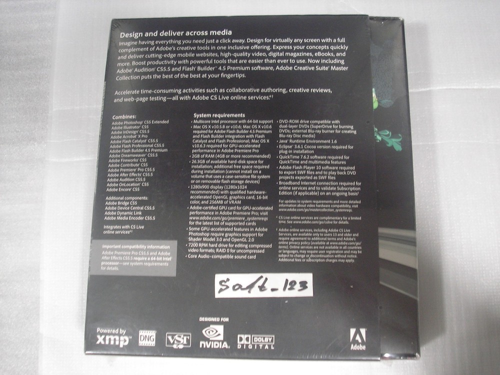 Adobe Creative Suite 5.5 CS5.5 Master Collection For MAC OS Full DVD Version=NEW