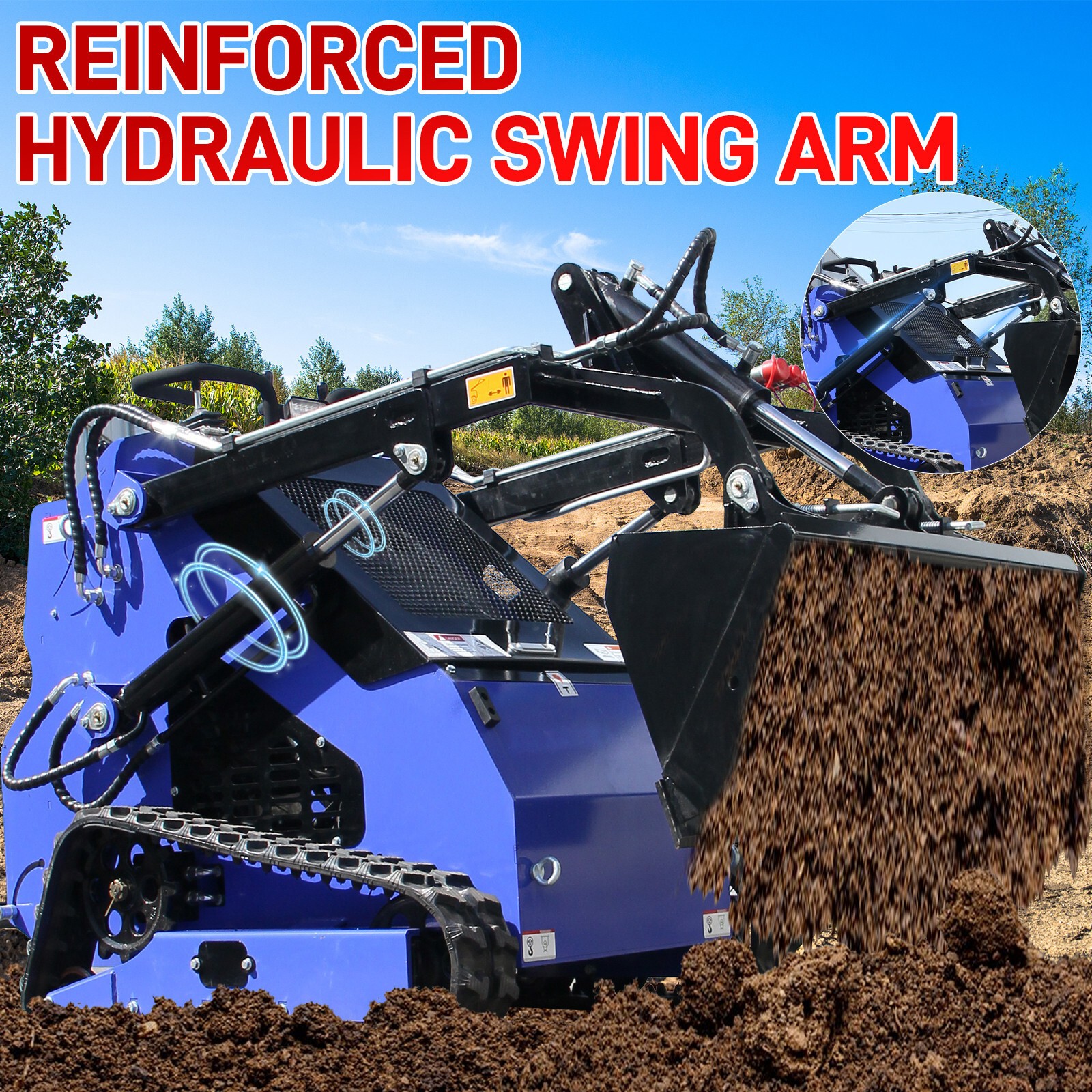 22HP Mini Skid Steer Loader Upgraded 2-Cylinder Gas Engine Free Shipping