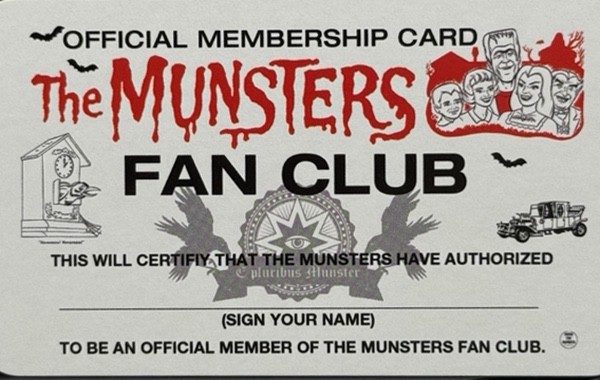 VRHTF NHRA VINTAGE RARE "MUNSTERS FUN CLUB" MEMBERSHIP CARD 2" X 3.5"