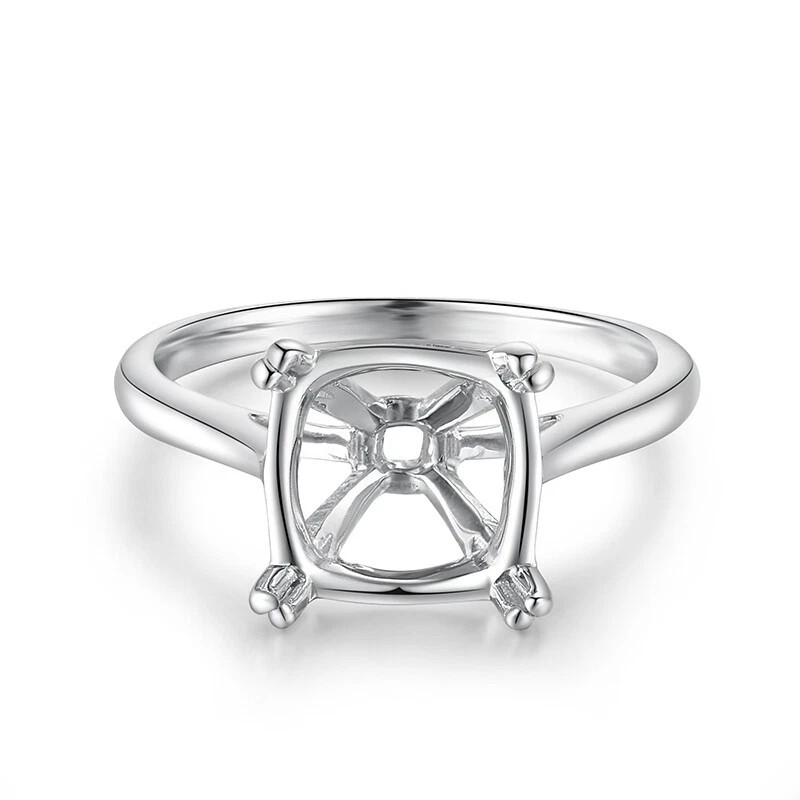 925 Sterling Silver Semi Mount Ring Setting for 9mm Square Stone Ring For Her