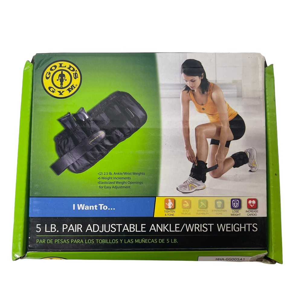 Golds Gym 5 LBS Pair Adjustable Ankle/Wrist weights. Hook and loop strap