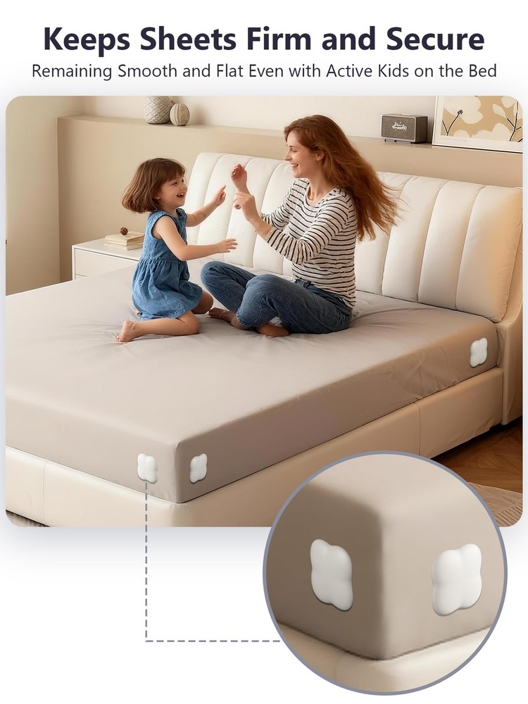 Bed Sheet Holders for Corners, 4-Pack Fitted Sheet Holder Keep Sheets Firm,Fi...