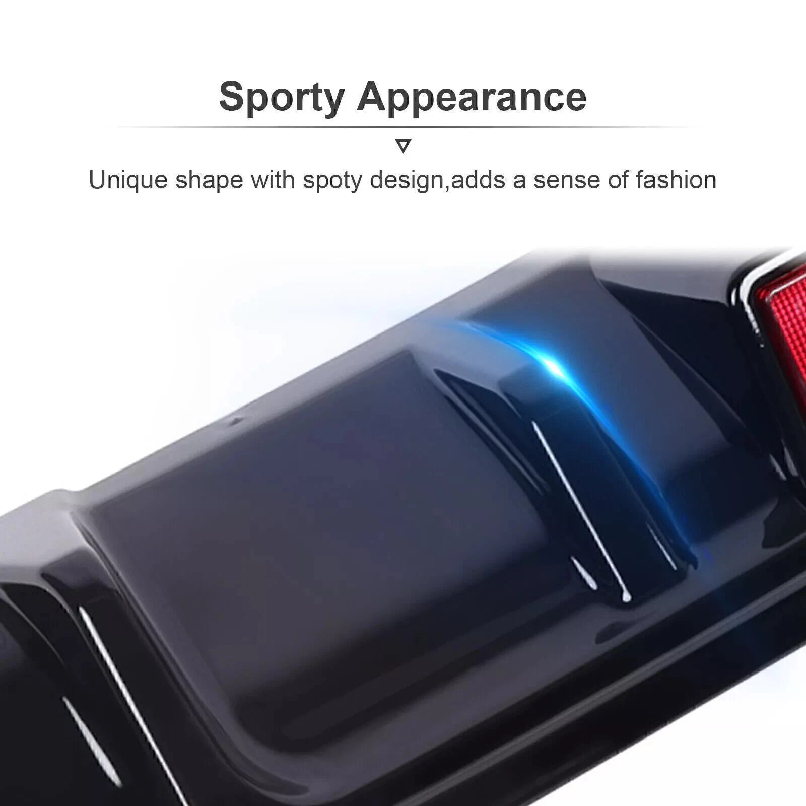 Fit 2014-2017 Infiniti Q50 Glossy Black Rear Bumper Diffuser W/ LED Brake Light