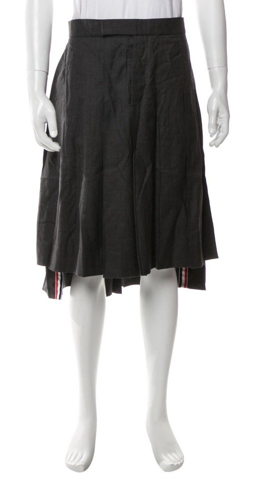 Thom Browne grey wool kilt skirt, size3