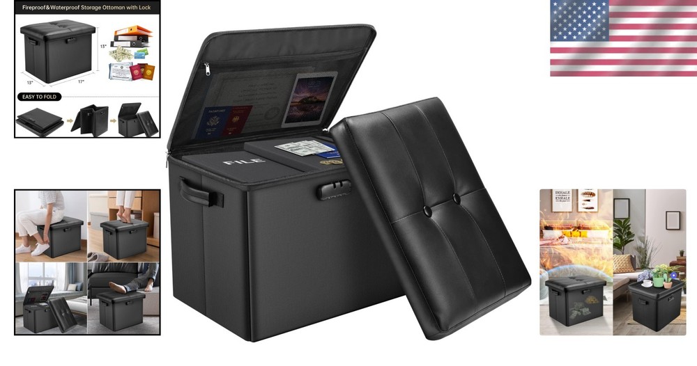 Water-Resistant Folding Ottoman with Security Lock: Ideal for Home Essentials