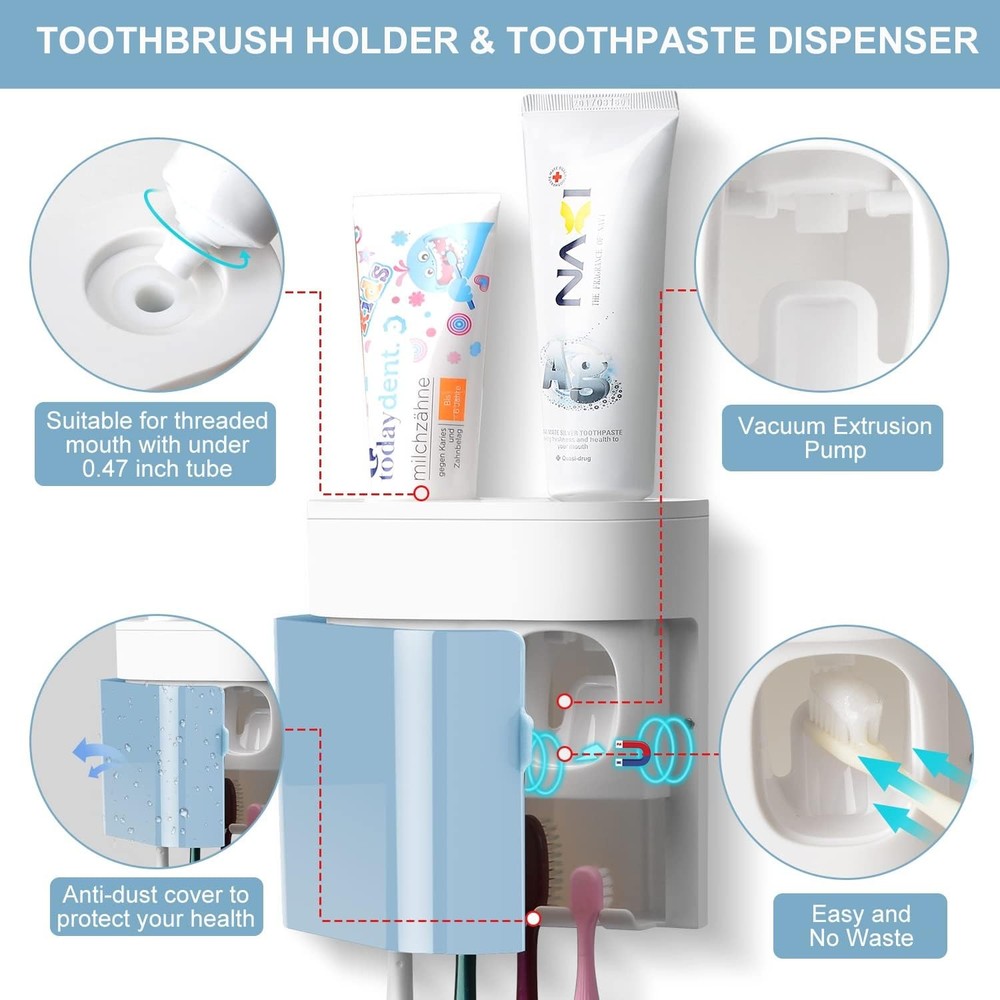 Wall Mounted Toothbrush Holder With Automatic Dispenser