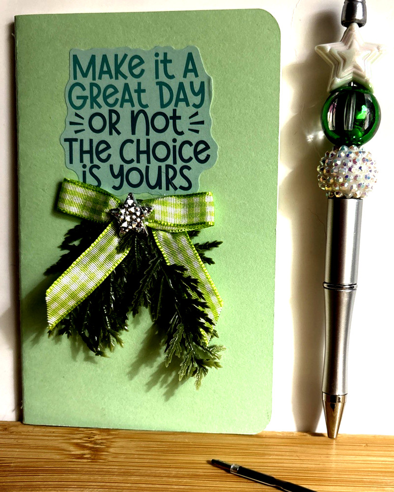 HANDCRAFTED BEADED PEN & NOTE PAD SET make it a great day or not
