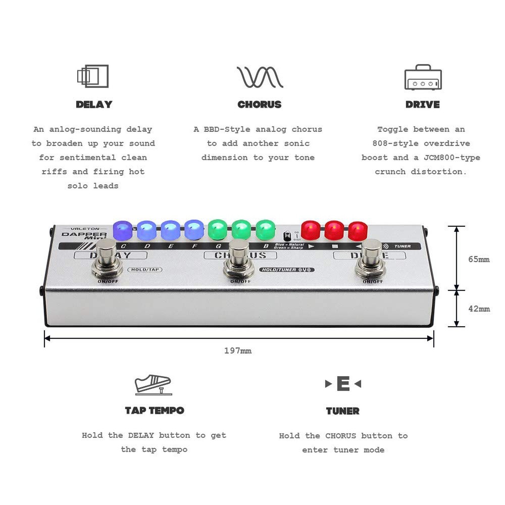 Valeton Dapper Mini Stage Session Gigging Gear Overdrive Distortion Chorus De...