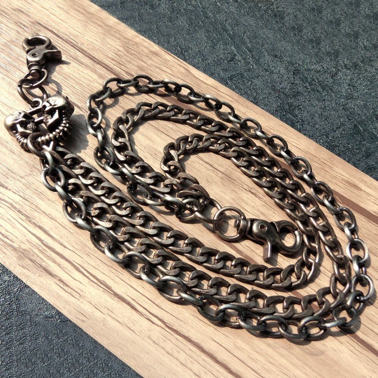 Vintage Long Strong Leash Biker Trucker Key Jean Heavy Wallet Chain Skull Bullet
