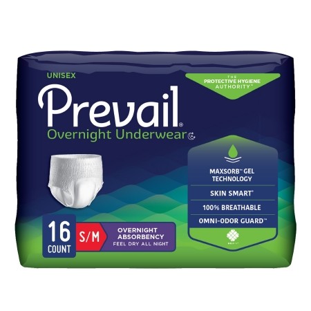 Prevail Overnight Underwear S/M Heavy Absorbency Pull On w/ Tear