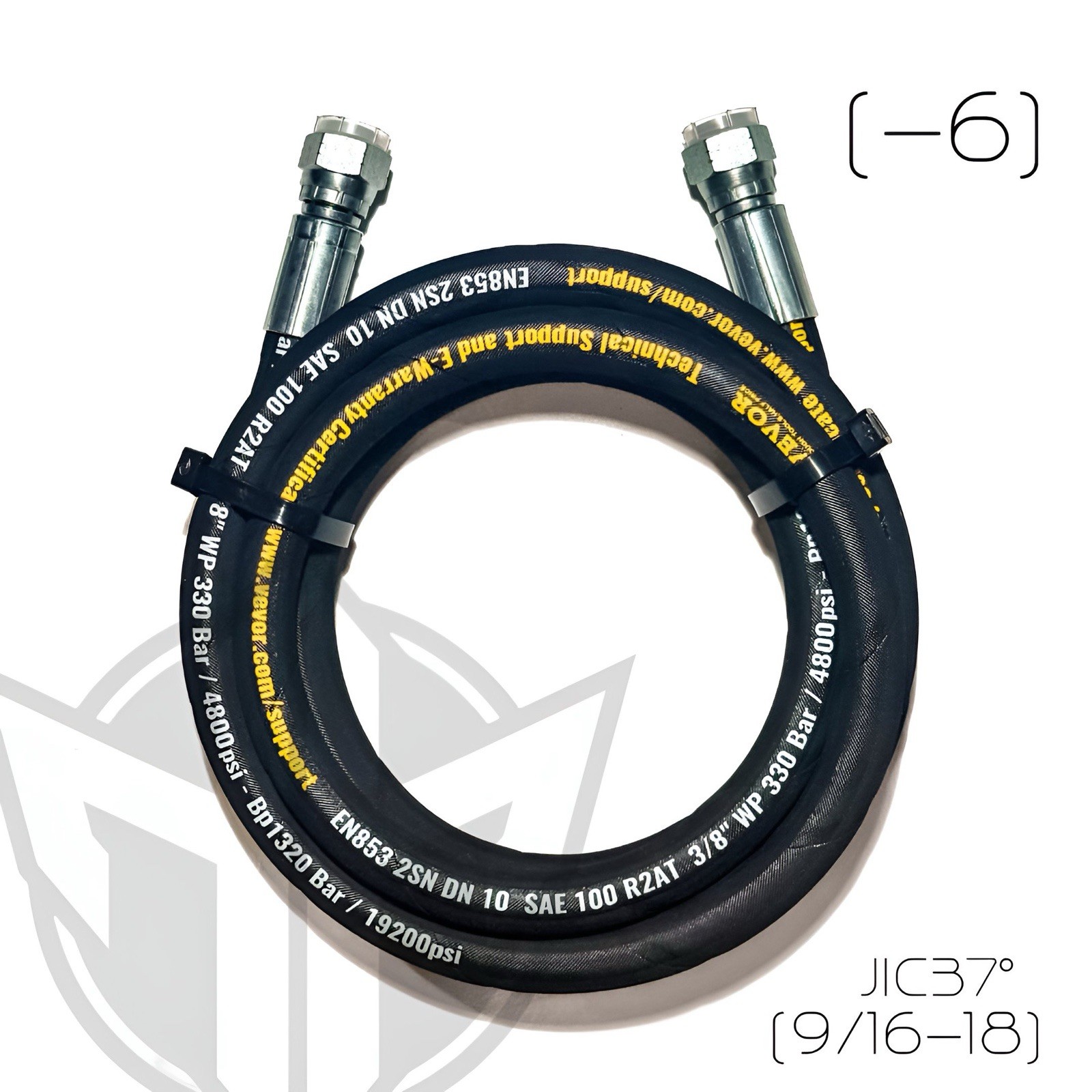 3/8” Hydraulic Hose with 3/8 FEMALE JIC 37° Ends, #6 FEMALE JIC37° (4,800psi)