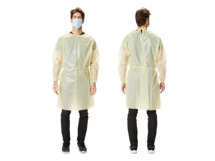 10 Count McKesson Yellow Isolation Gowns AAMI Level I GSM 30 Size Large Exp 2023