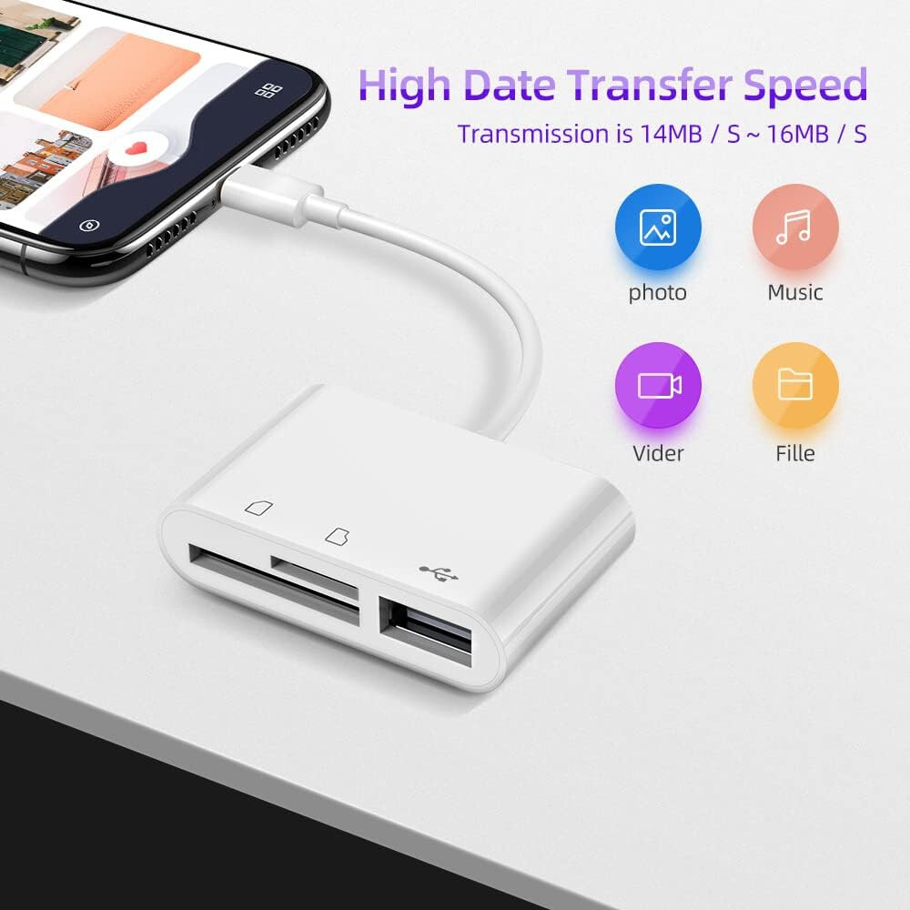 USB C to SD Card Reader, 3-in-1 Hub Converter, Micro SD TF Memory Type-C Adapter