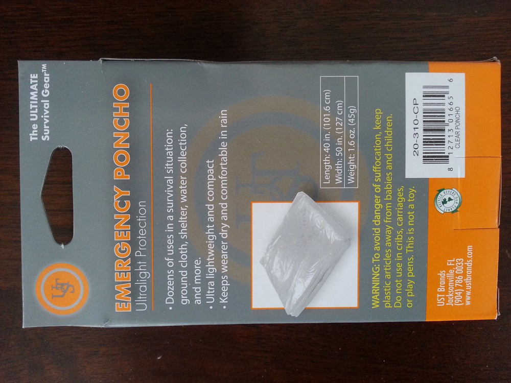 Ultimate Survival Technologies Emergency Poncho New 2 pack Bug out Bag , Camping
