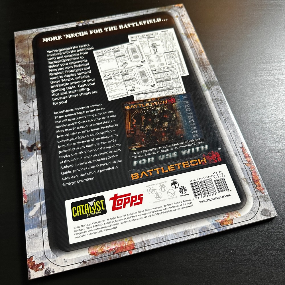 BattleTech 35170: Record Sheets Prototypes Sourcebook OOP Catalyst