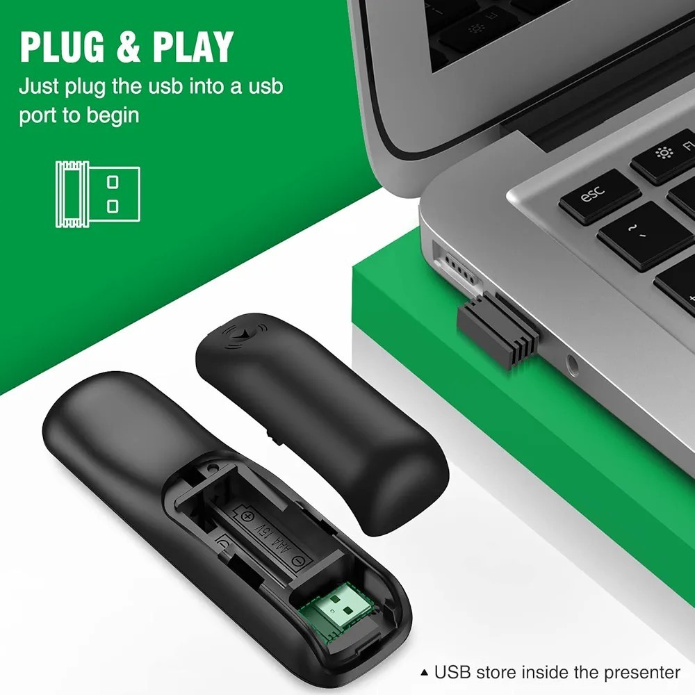 Presentation Clicker Air Mouse Function Wireless Presenter - By DINOSTRIKE