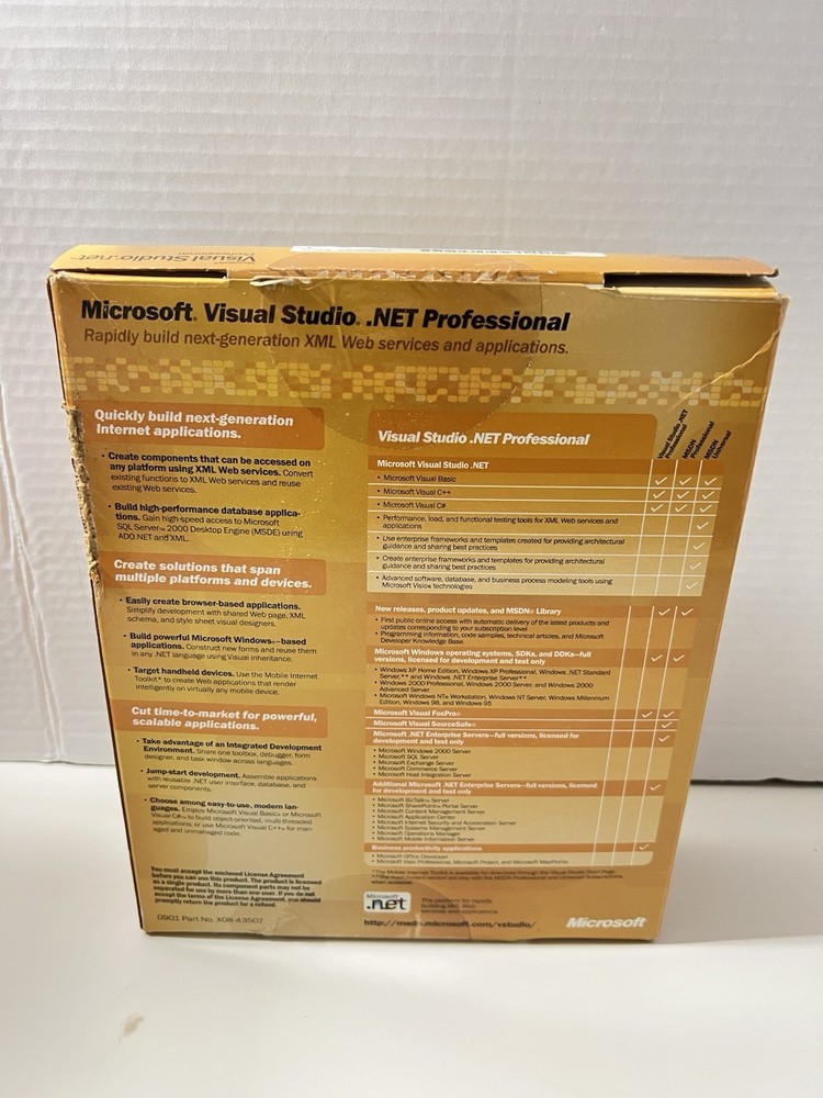 Vintage Microsoft Visual Studio.NET Professional Software suite Version 2002