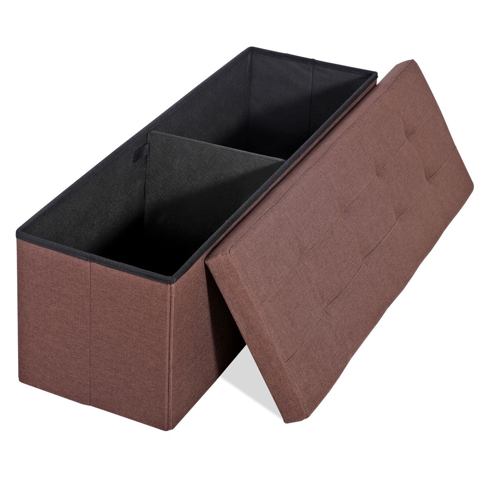 Foldable Storage Ottoman Bench Spacious Storage Chest Footrest Stool Soft