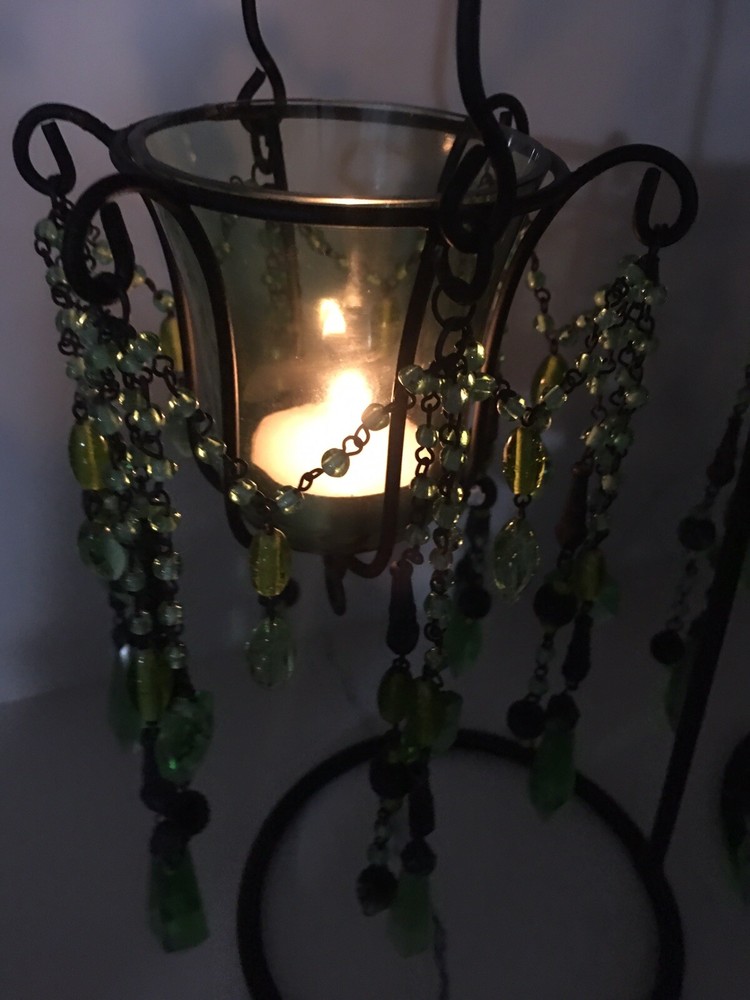 CRYSTAL CANDLE HOLDERS SET OF TWO