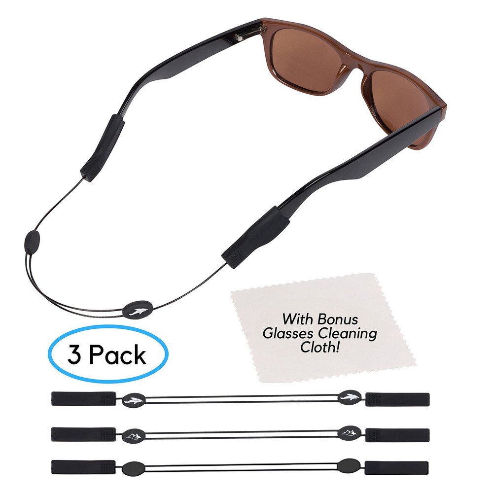 Adjustable Eyeglass Strap (3 Pack) - No Tail Sunglass Strap - Eyewear String ...