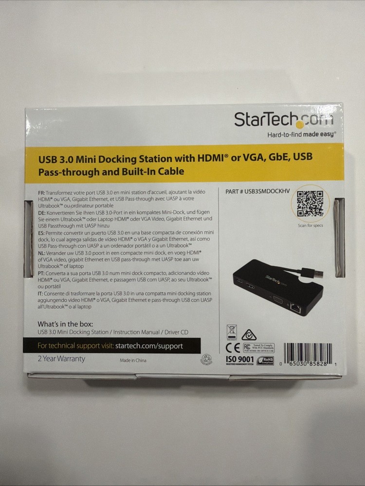 StarTech USB 3.0 Mini Docking Station With HDMI Or VGA, Gbe, USB Pass Through