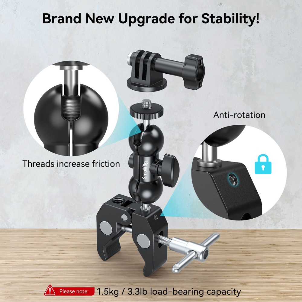 SMALLRIG Cool Ballhead Arm Super Clamp Mount Multi-Function Ball Adapter 1138