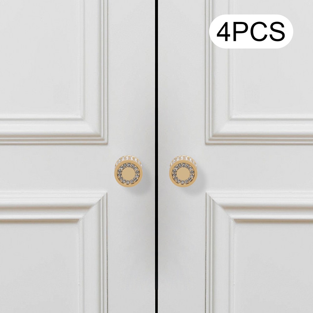 Cupboard Cabinet Handle,4pcs Crystal Dresser Knobs Drawer Handle Pulls,Gold