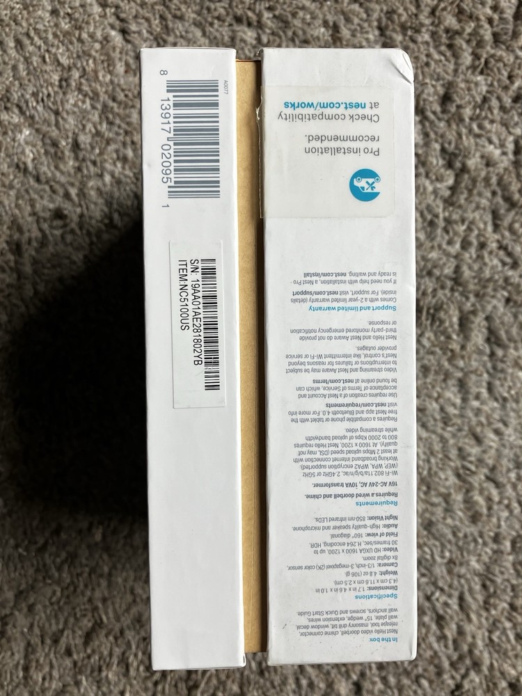 Nest Hello Wired Video Doorbell