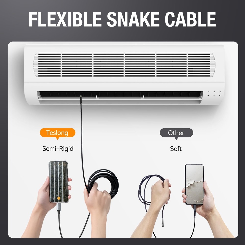 USB C Endoscope Camera with Light, Teslong Type-C Snake Borescope 10FT, black