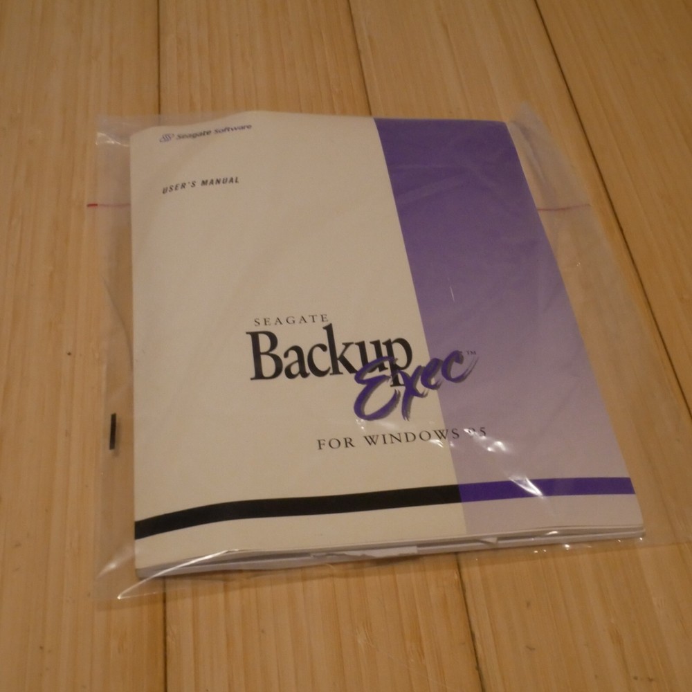 Vintage Seagate Backup Exec For Windows 95 User Manual and CD-ROM