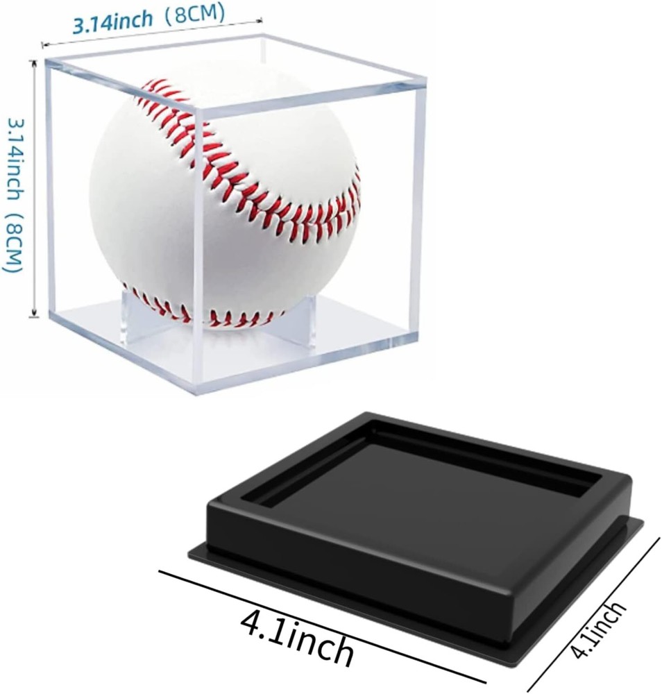 2Pcs Baseball Display Case Acrylic Cube - UV Protected Acrylic Baseball Holder
