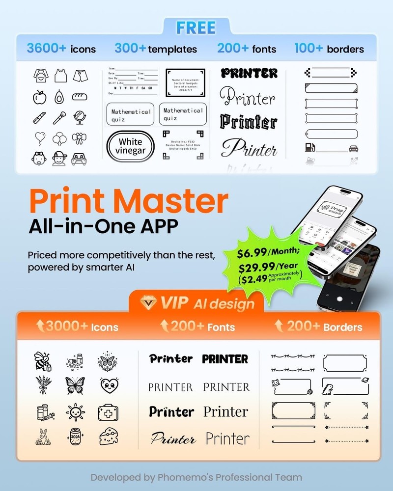 Mini Label Printer with Thermal Technology for Quick Black and White Prints