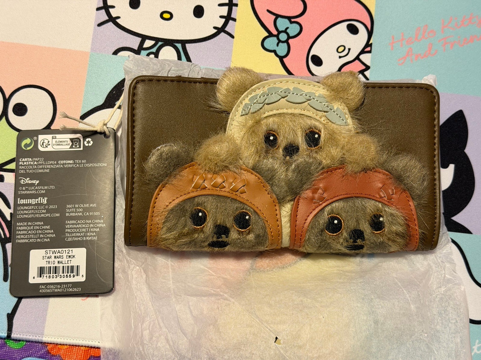 Loungefly - Star Wars Ewok Trio Fuzzy Flap Wallet Brand New