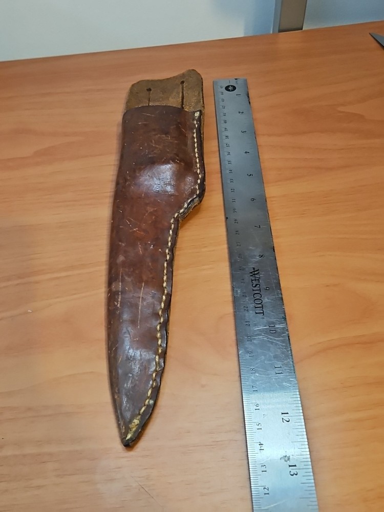 Vtg Large Leather Fixed Blade Knife Sheath