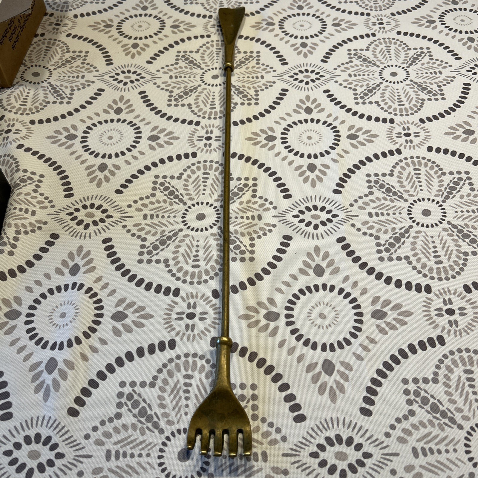 Vintage Brass Shoe Horn Back Scratcher Hand 22”