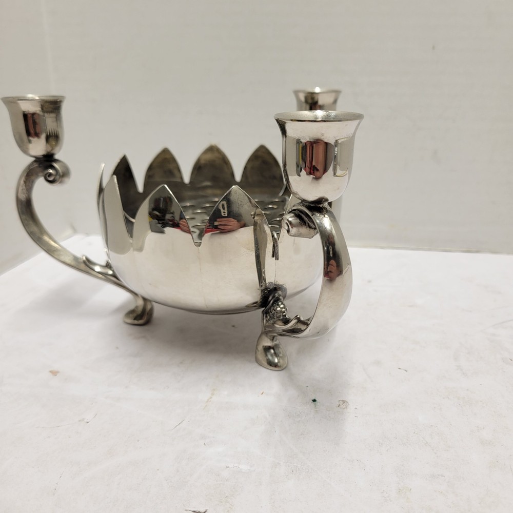 Leonard Silver Plated Centerpiece Footed Candle Candelabra Stand Flower Holder
