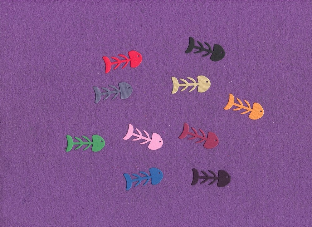 CAT TINY FISH SKELETON die cuts scrapbook cards